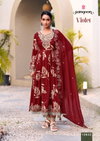 Violet By Rangoon Cotton Camric Khatli Handwork Mirror Online Anarkali Suits Wholesale
